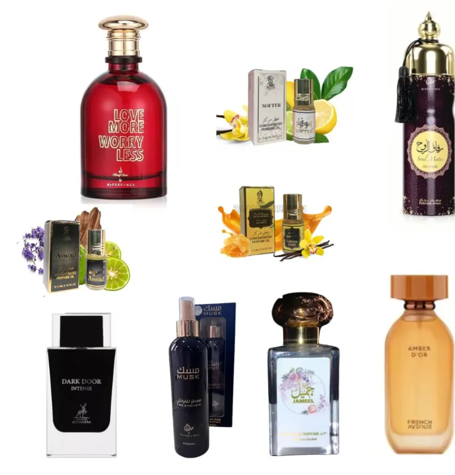 Fragrance World Amber D'OR + Maison Alhambra Dark Door Sport + Otoori Jameela + Parfumurile mele Soul Mate Intense + Otoori Musk + Parfumurile mele Love More Worry Less + 3 mini uleiuri de parfum